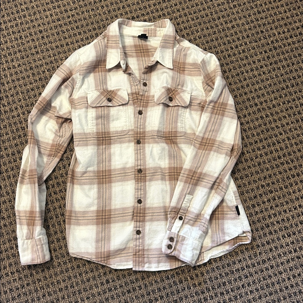 Patagonia women's Casual Plaid Shirt in Brown and Cream